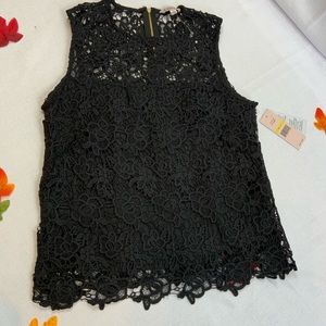 Nanette Lepore Black Sleeveless Lace Top Medium